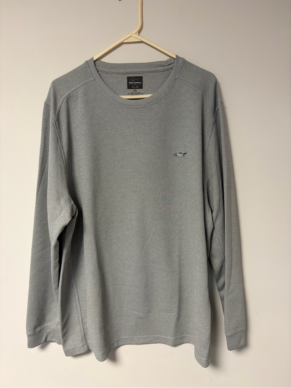 Greg Norman Collection Light Gray Crewneck waffle shirt